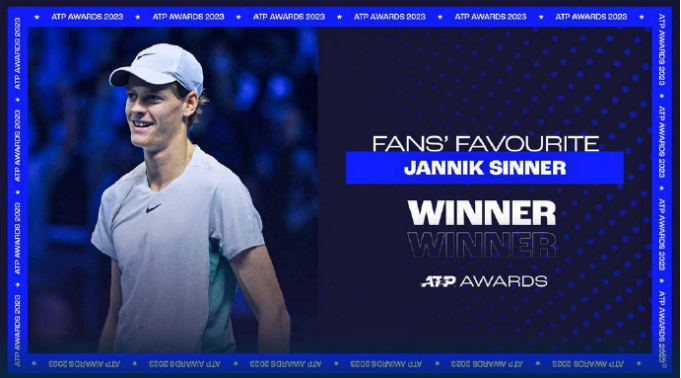 168网球直播：打破垄断！祝贺辛纳首次获得ATP最受欢迎奖！